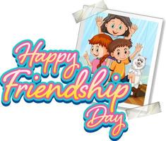 Happy friendship day with a photo of children vector