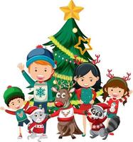 Happy family in Christmas theme vector