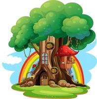 Isolated fantasy tree house on white background vector