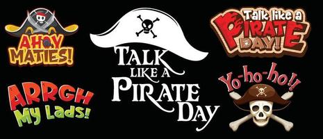Set of pirate phrases banners vector