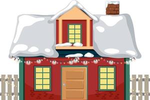 Snow covered house with Christmas light string vector