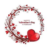 Decorative hearts valentines day gretting card design vector