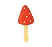 Fly agaric in flat cartoon style isolated on white background.Poison mushroom, forest nature element concept. vector