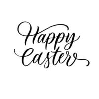 Happy Easter. black linear lettering with swooshes.Design for holiday greeting card and invitation of the happy Easter day. vector