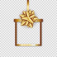 Realistic gold bow and ribbon isolated on transparent background. vector