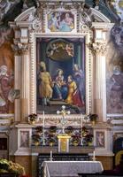 Leggiuno, Varese, Italy, 2022 - Main altar of the church of Santa Caterina del Sasso. It is a monastery built in 1170, overlooking the eastern shore of Lake Maggiore, Northern Italy. photo