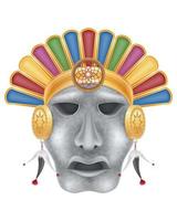 maya ancient ritual mask vector illustration isolated on white background