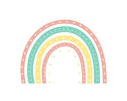 Elementos lindos de la tarjeta de felicitación del arco iris escandinavo aislados en un fondo blanco vector