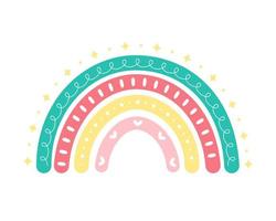 Elementos lindos de la tarjeta de felicitación del arco iris escandinavo aislados en un fondo blanco vector