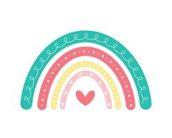 Elementos lindos de la tarjeta de felicitación del arco iris escandinavo aislados en un fondo blanco vector