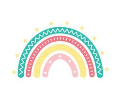 Elementos lindos de la tarjeta de felicitación del arco iris escandinavo aislados en un fondo blanco vector