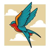 Old School Tattoo Swallow Bird vector