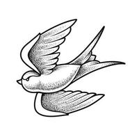 Old School Tattoo Swallow Bird vector