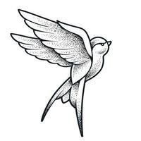 Old School Tattoo Swallow Bird vector