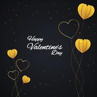 Black and gold hearts valentines day celebration vector