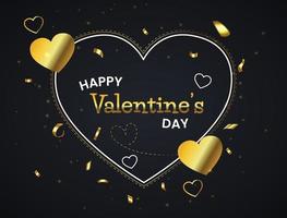 Black golden valentines day backgroud for love celebration vector