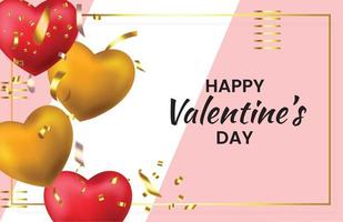 Golden And Pink Valentine's Background With Glitter vector