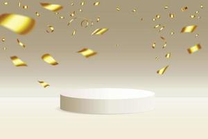 Podium with gold glitters vector