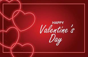 Valentines day greetings in neon style with four hearts vector