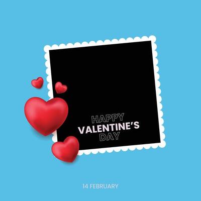 Valentines day cute red hearts with photo frame