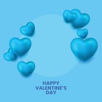 Valentines day cute blue hearts background vector