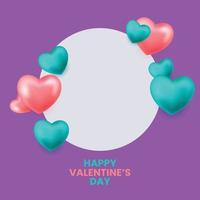 Valentines day cute pink and green hearts background vector