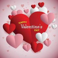 Multiple hearts valentines day background composition vector