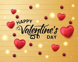 Wood background illuminated valantine day celebration vector