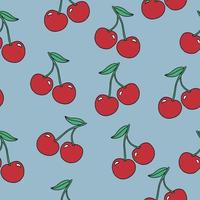 Vector cute outlined cherry illustration seamless repeat pattern kids fashion kitchen print fabric and textile digital artwork