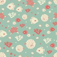 vector lindo pescado océano iconos ilustración sin costura repetir patrón niños moda hogar cocina impresión tela textil digital obra de arte