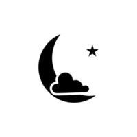 luna, noche, luz de la luna, icono sólido de medianoche, vector, ilustración, plantilla de logotipo. adecuado para muchos propósitos. vector