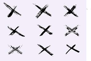 Vector set X black mark. Cross sign graphic symbol. Grunge X mark