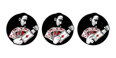 Poker logo character design illustration vector