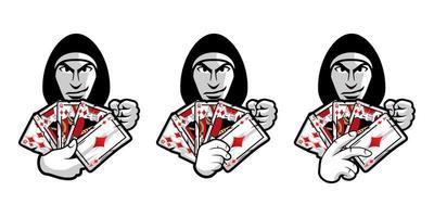 Poker logo character design illustration vector