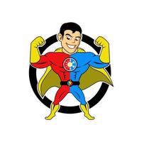 ilustración de diseño de dibujos animados de personaje de superhéroe vector