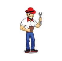 Technician character logo design illustration vector