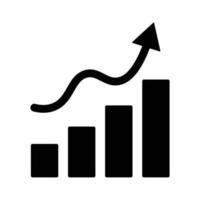 Silhouette icon of a bar graph and an arrow. vector