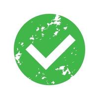 Grungy round green check mark icon. Vector. vector