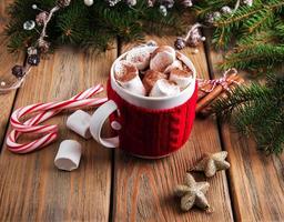 Christmas cocoa with marshmallow photo