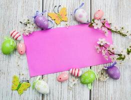 Easter eggs and greeting card photo