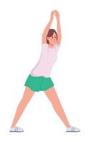 Girl doing yoga semi flat color vector character