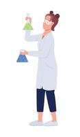 Chemist with beakers semi flat color vector character