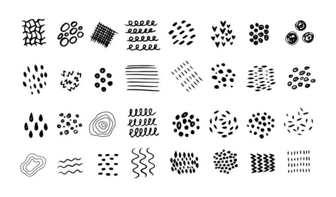 Organic vector abstract textures, waves, dots, lines, forms.