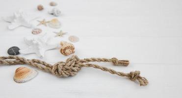 Seashells and sea decorations with rope photo