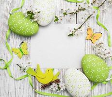 Easter eggs and greeting card photo