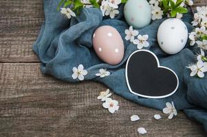 Easter eggs and spring  blossom photo