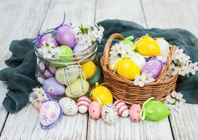 Easter eggs and spring  blossom photo