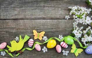 Easter eggs and spring  blossom photo