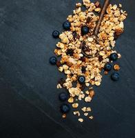 Homemade granola with blueberries photo