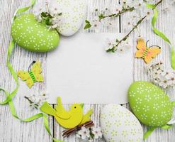 Easter eggs and greeting card photo